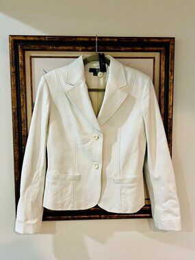 Vintage \id. Collection White Leather Blazer NWT Women's Sz 10 90's/early 2000s
